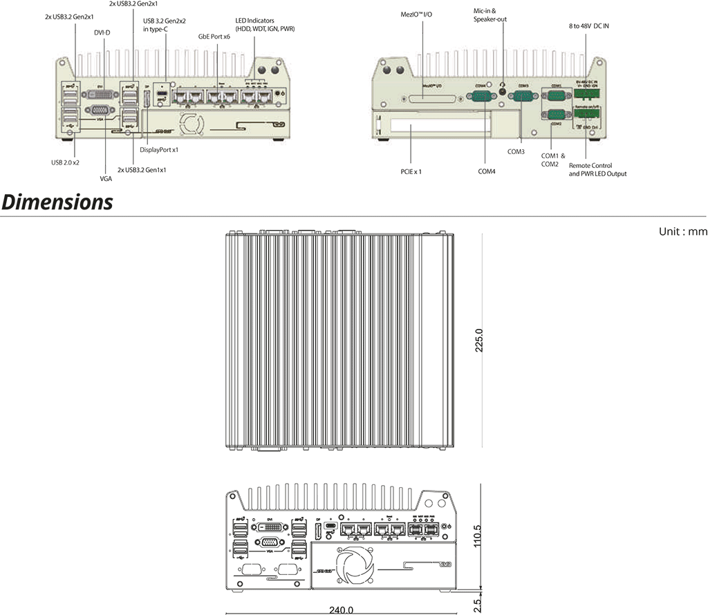 Rugged Embedded: Performance_Box-PC_GOLUB 9006DE | Barebone [2x PCIe, 5x 2.5GigE, 1x GigE]
