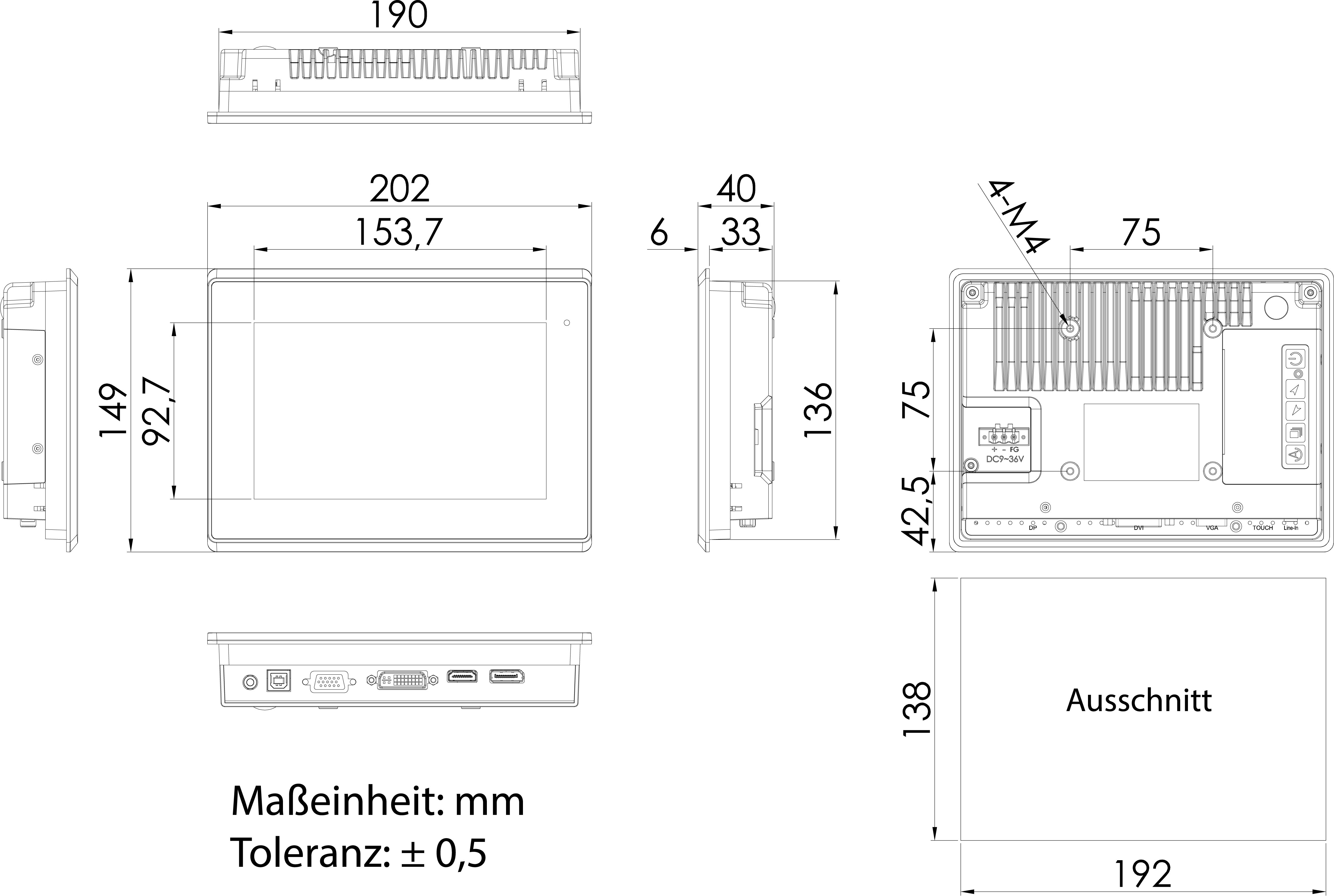 Touch-Monitore: Panel Mount_Touch-Monitor_FALCON AP 7-RC-SR [w/o Touch]
