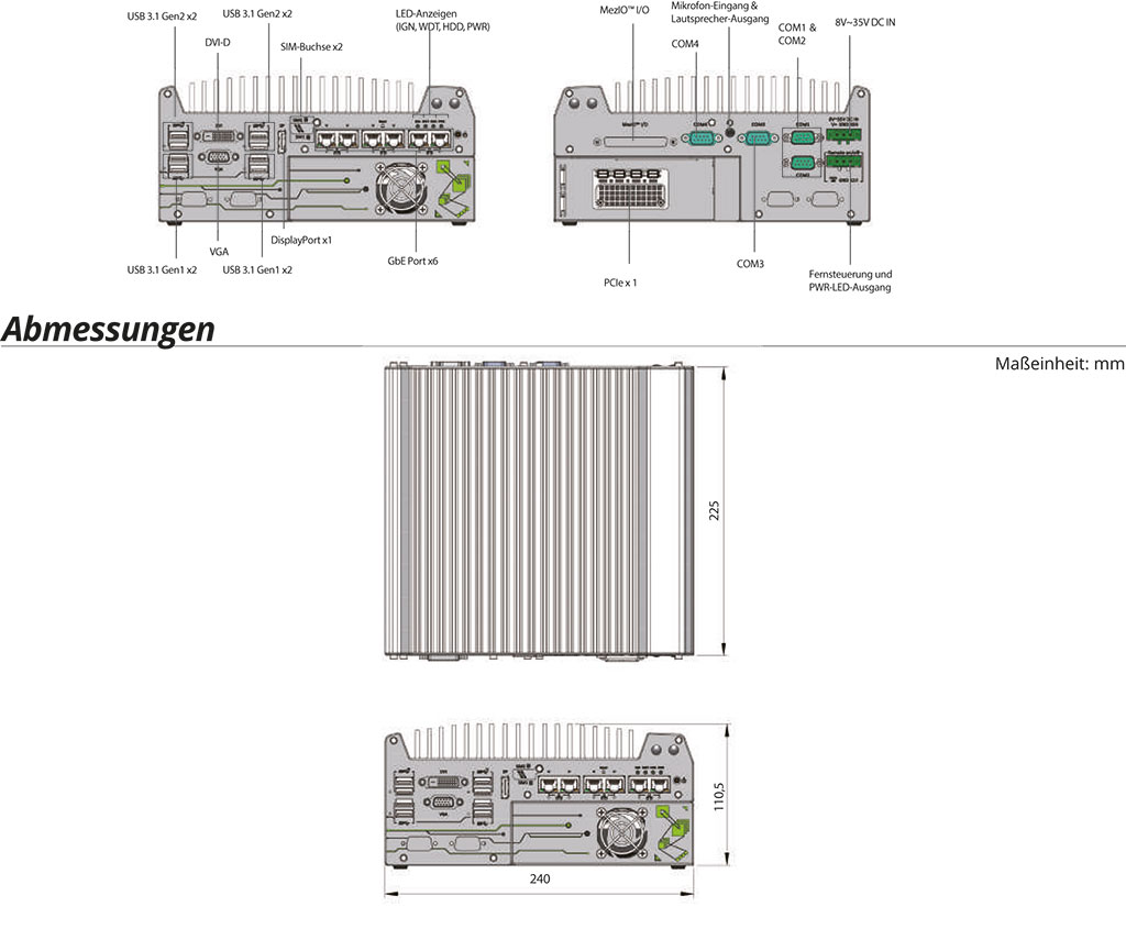Rugged Embedded: Performance_Box-PC_CamCollect® 7168GC | Barebone [1x PCIe, 6x GigE]