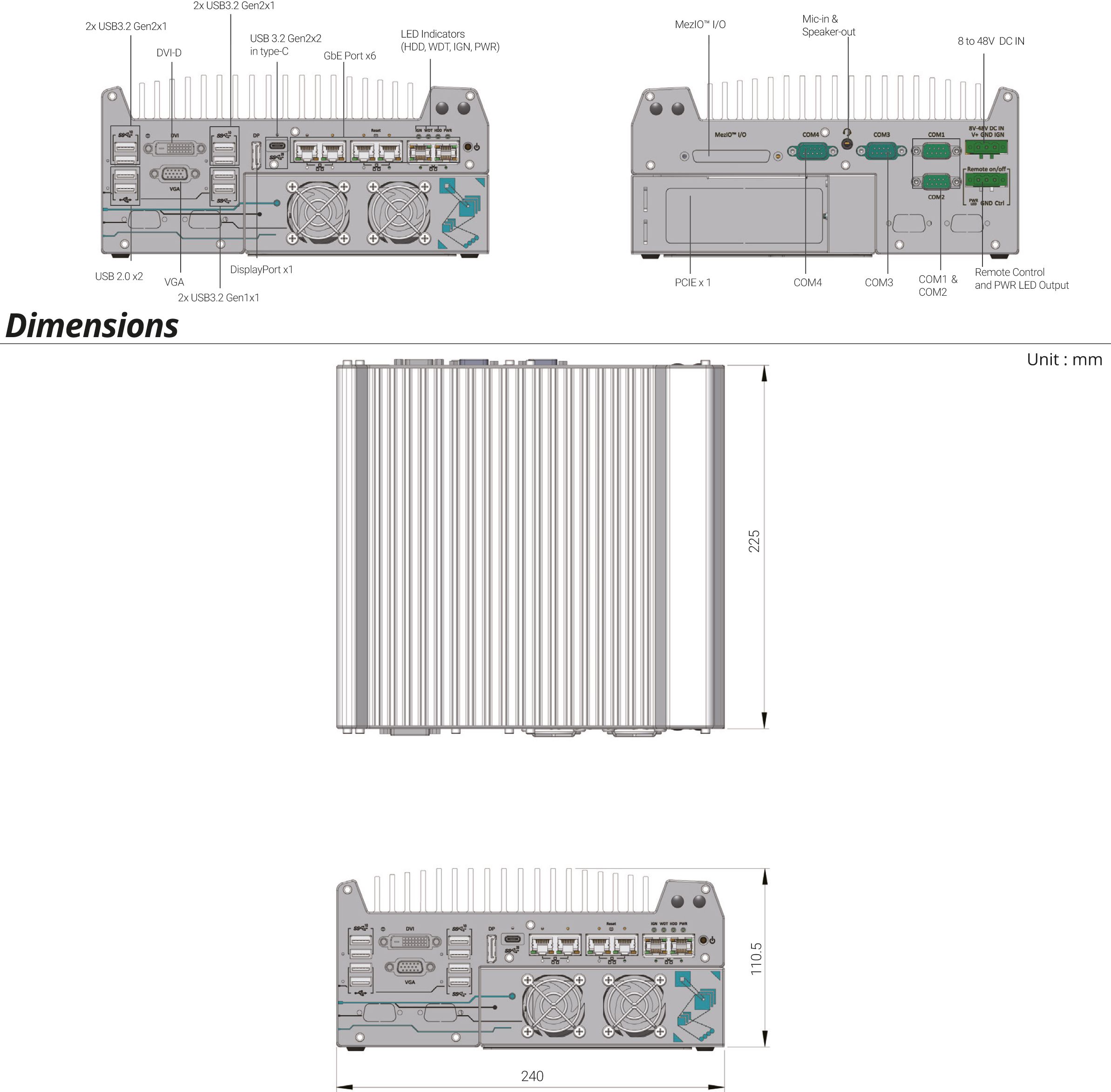 Rugged Embedded: Performance_Box-PC_CamCollect® 9160GC-PoE | Barebone [5x 2.5GigE, 1x GigE, 4x PoE+]