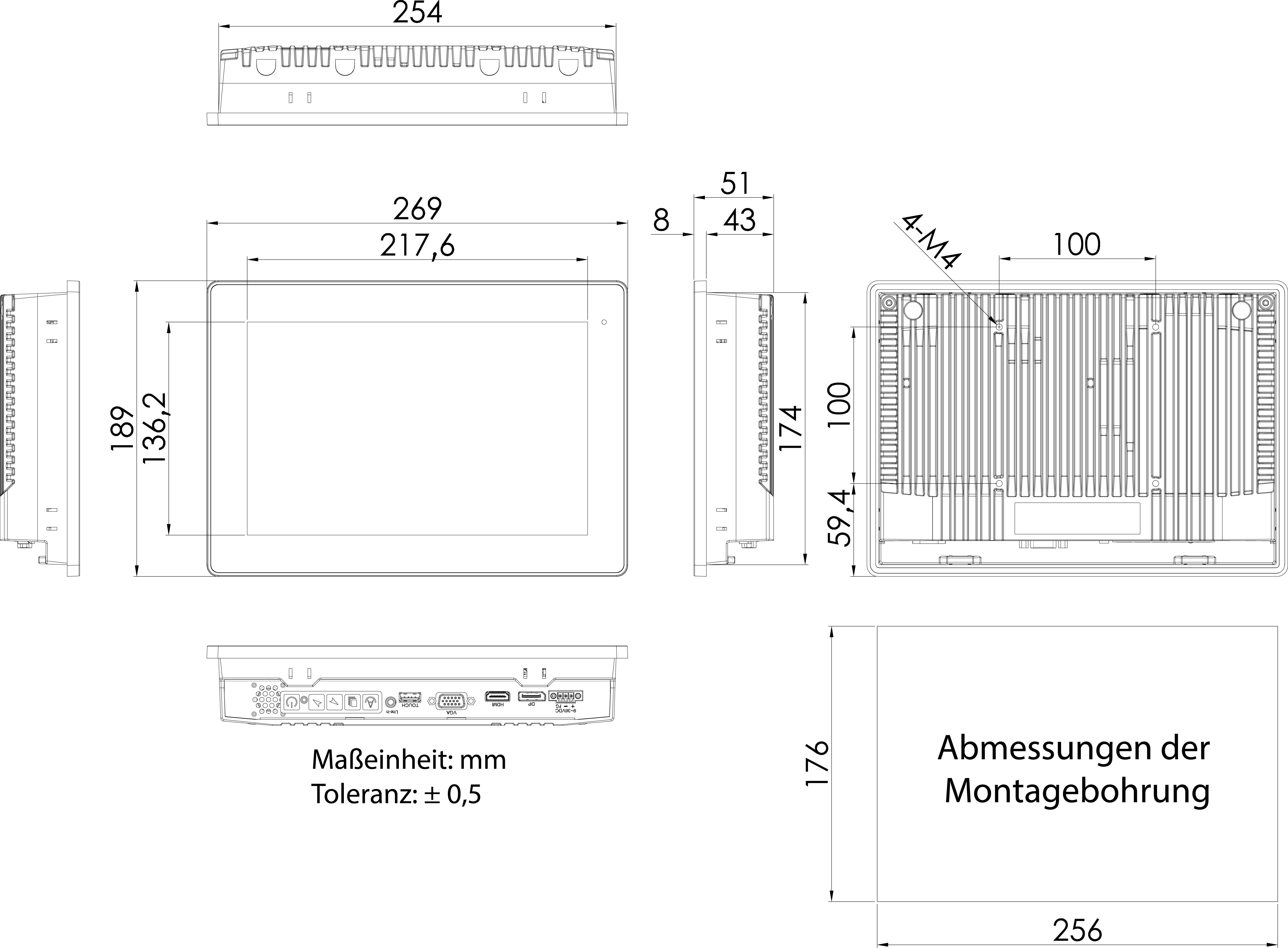 Touch-Monitore: Panel Mount_Touch-Monitor_FALCON AP 10-HL-SR [PCT]