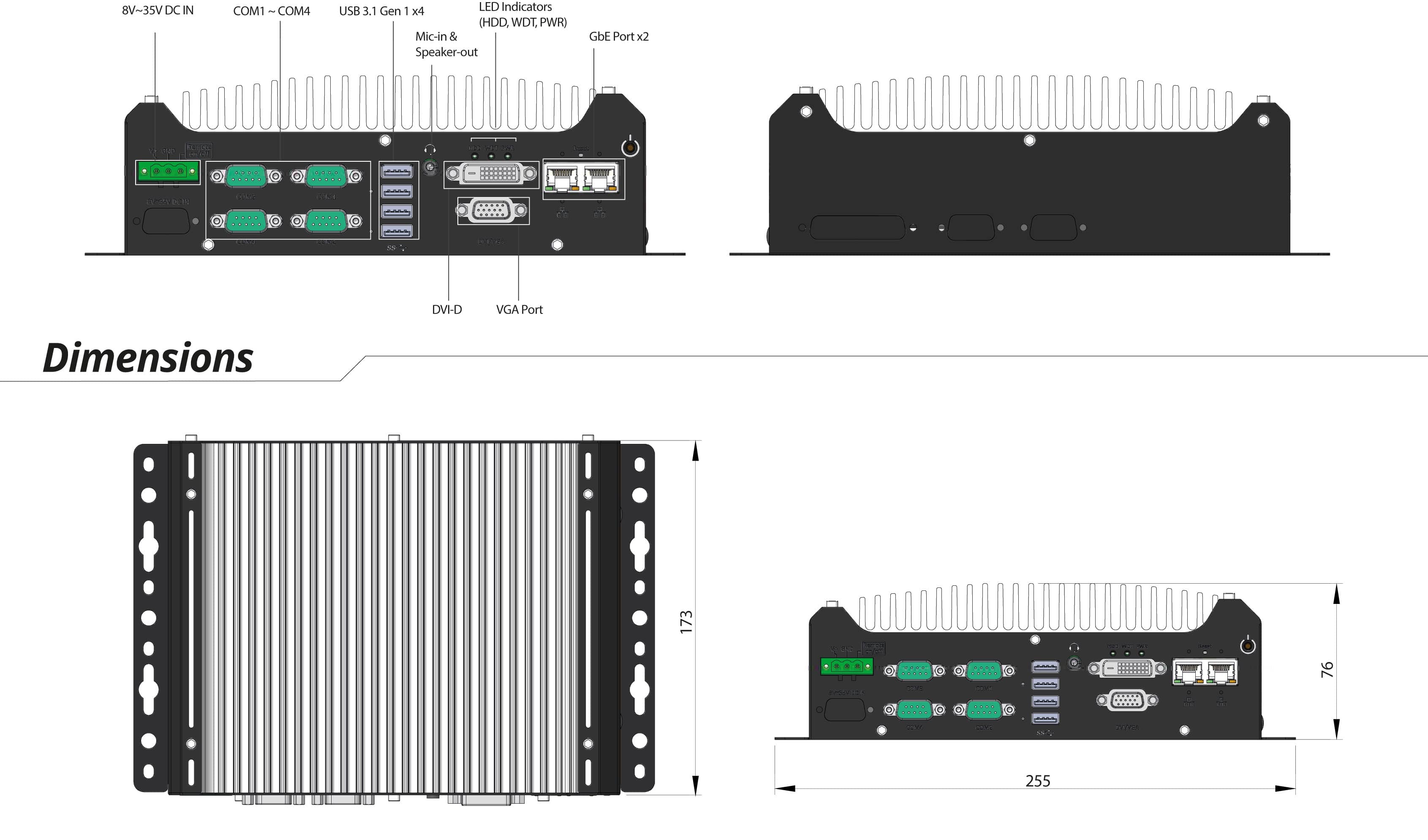 Rugged Embedded: Essentials_Box-PC_GOLUB 7501 | Barebone [4x COM]