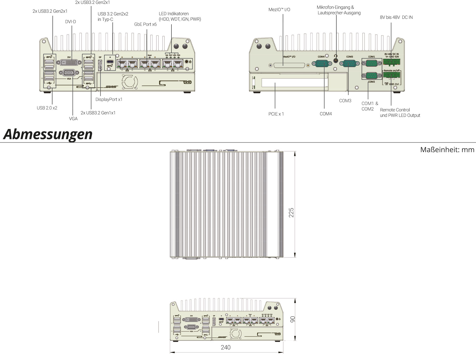 Rugged Embedded: Performance_Box-PC_GOLUB 9006E | Barebone [PCIe, 5x 2.5GigE, 1x GigE]