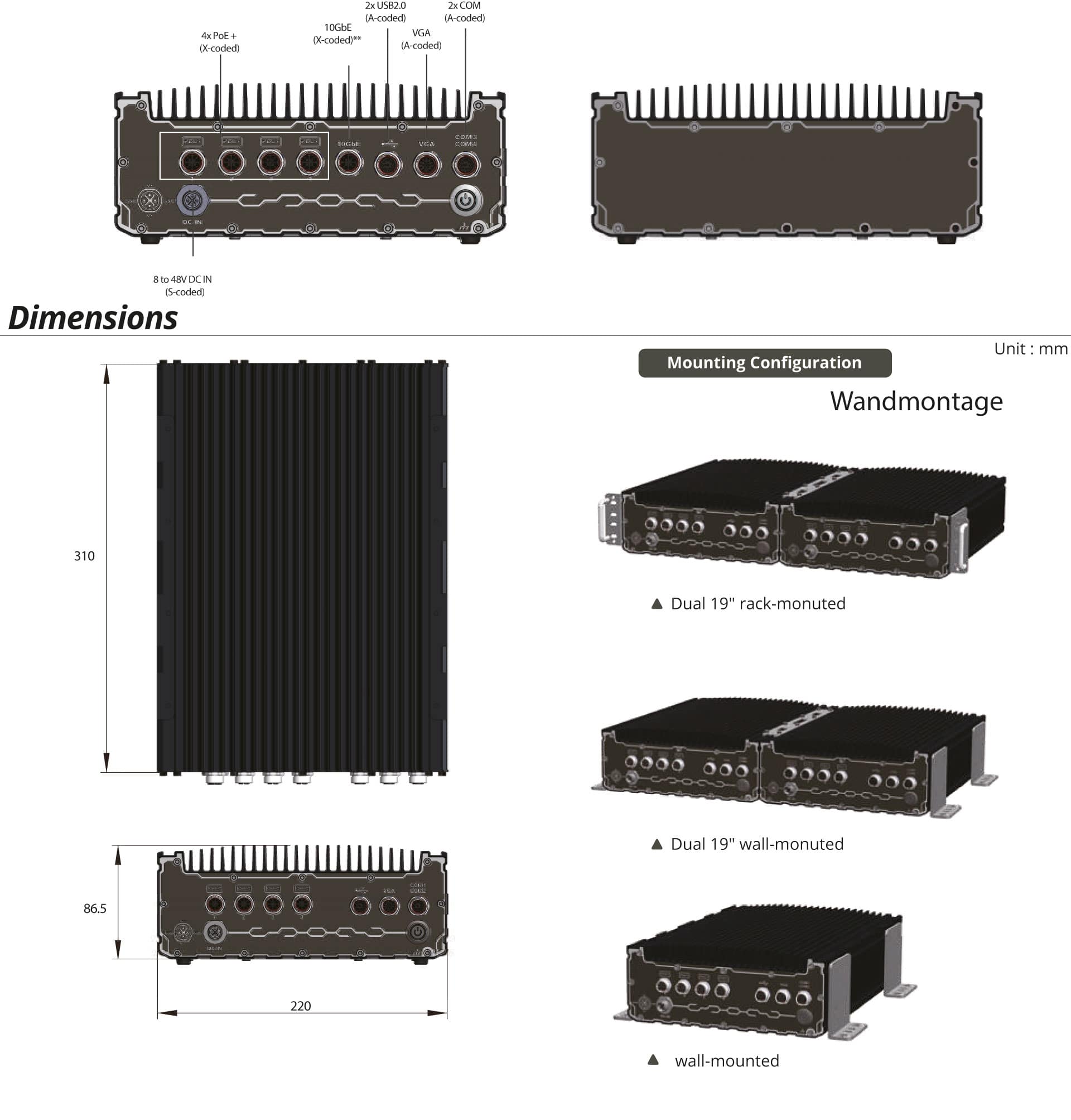Rugged Embedded: Performance_Box-PC_CamCollect® 1704 | Barebone [4x M12 PoE+]