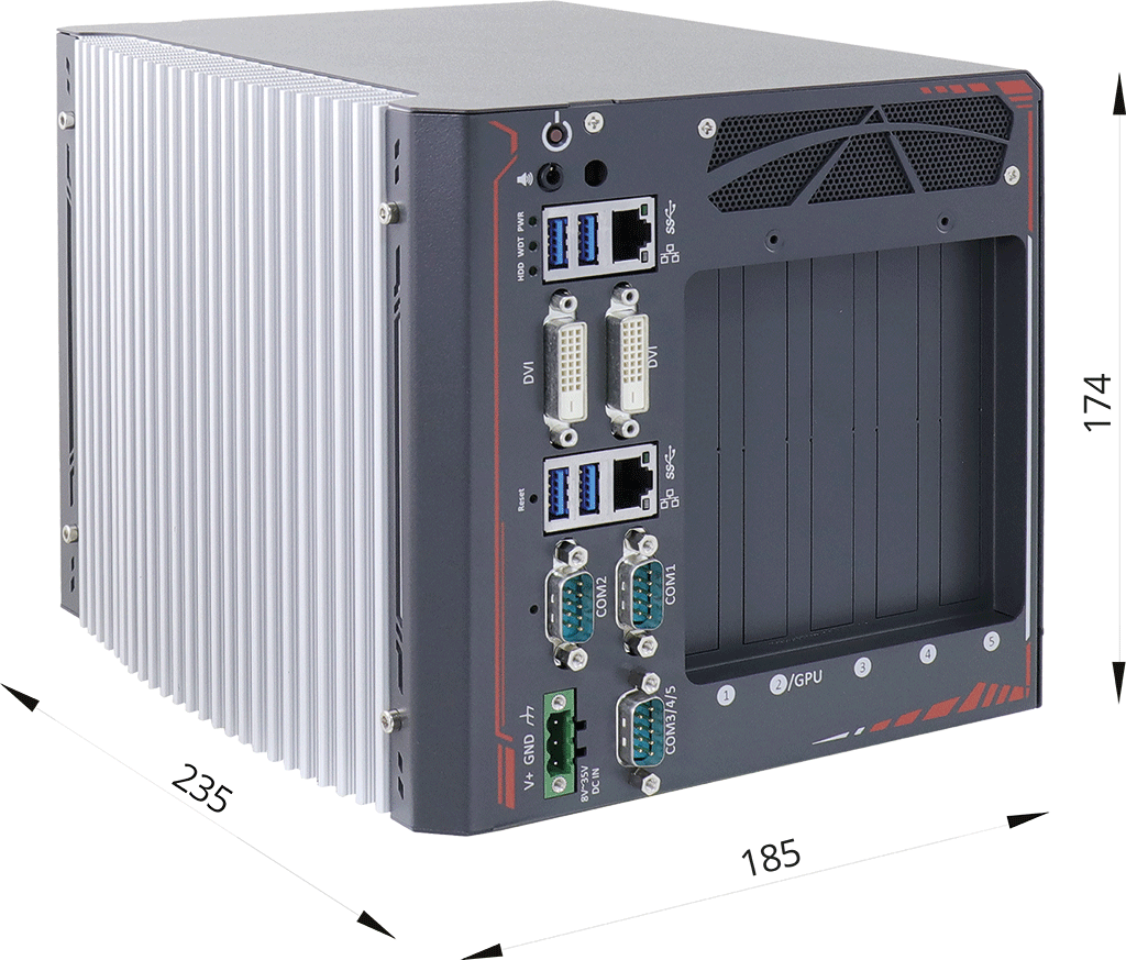 Rugged Embedded: Essentials_Box-PC_CamCollect® 8023 | Barebone [2x PCI, 3x PCIe]