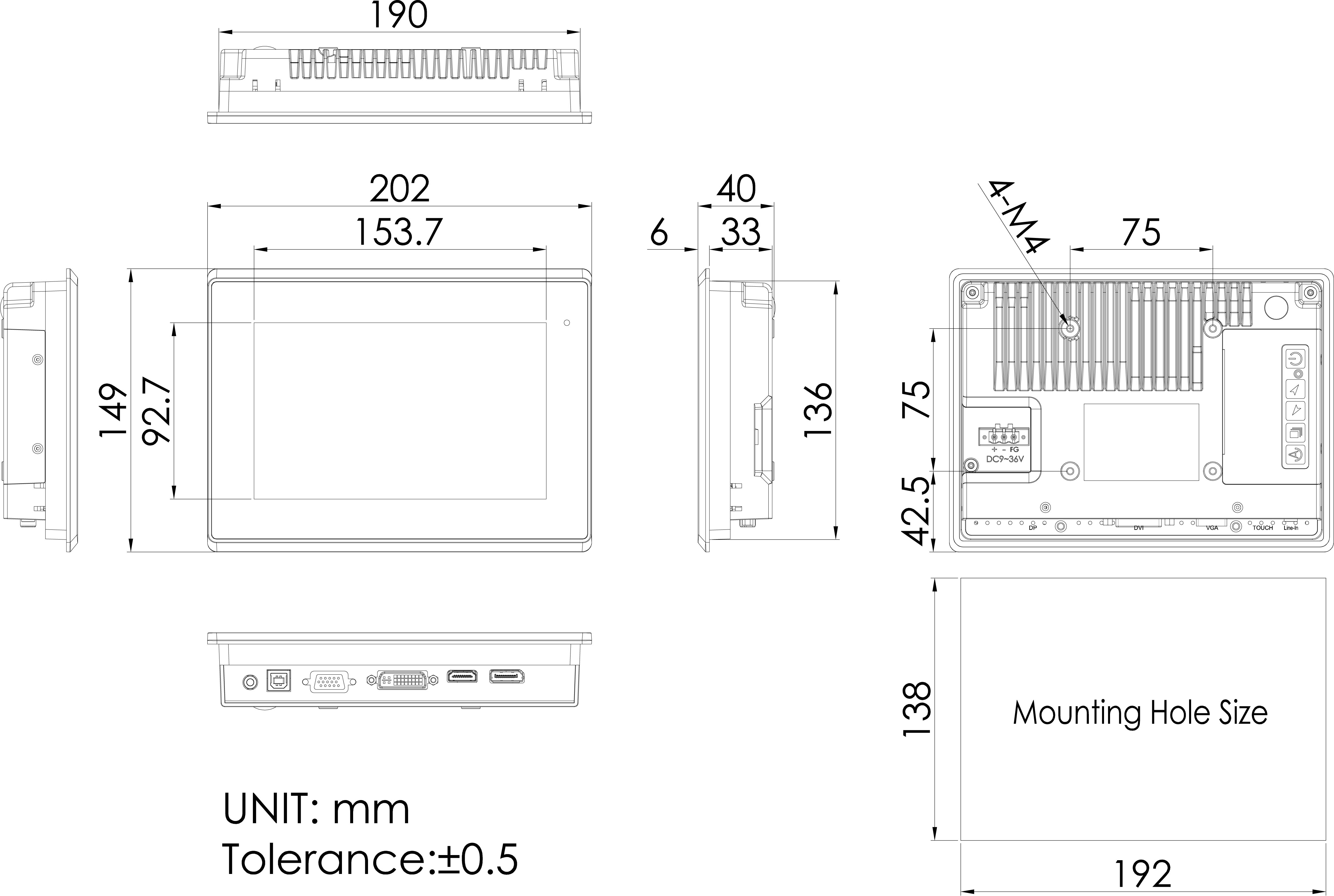 Touch-Monitore: Panel Mount_Touch-Monitor_FALCON AP 7-RC-WT [RTW]