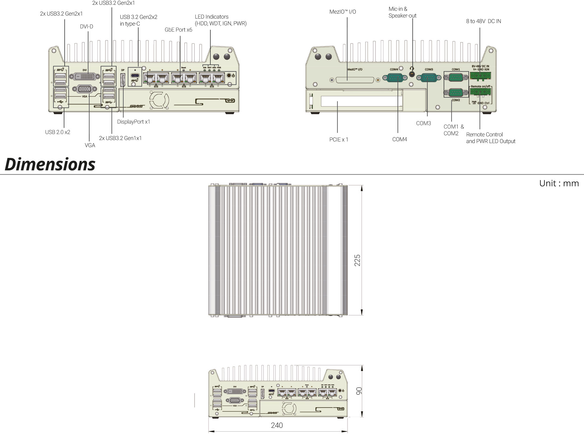 Rugged Embedded: Performance_Box-PC_GOLUB 9006E-PoE| Barebone [PCIe, 5x 2.5GigE, 1x GigE, 4x PoE+]