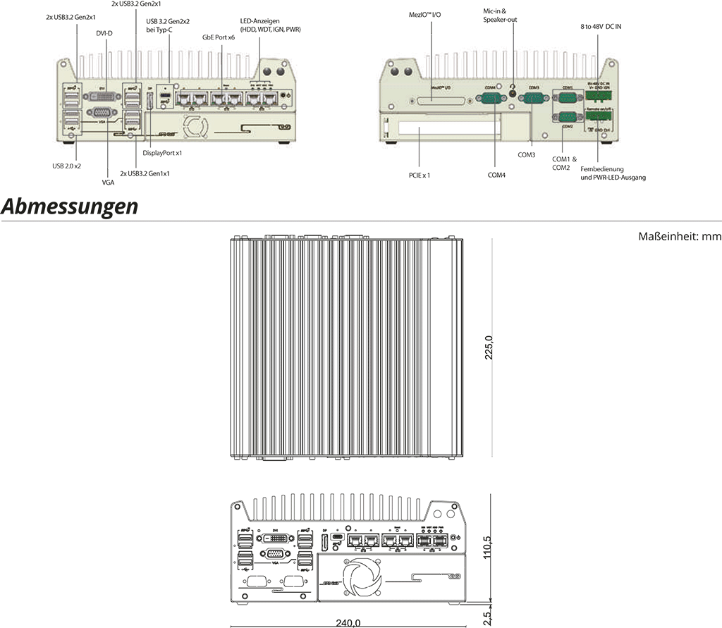 Rugged Embedded: Performance_Box-PC_GOLUB 9006DE | Barebone [2x PCIe, 5x 2.5GigE, 1x GigE]